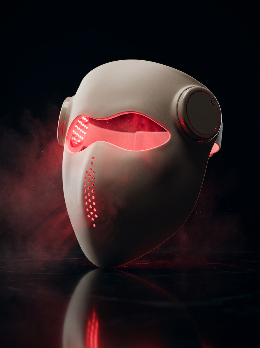 LÉORA SKIN mask illuminated during treatment